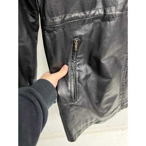 Bromley Sport men's 100% leather coat black full zip up sherpa lined size M - Picture 11 of 14